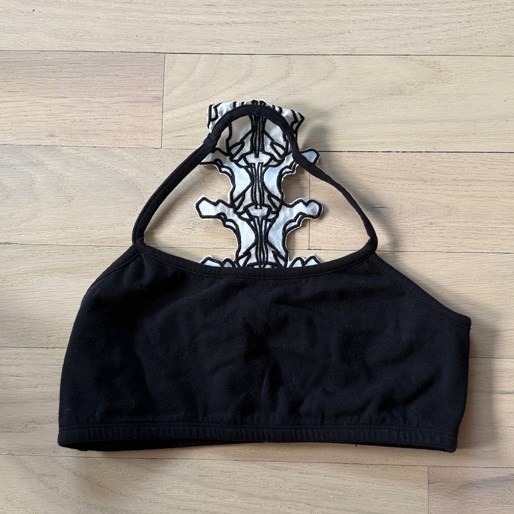 Lovesick Black Crop Top with Spine Accent